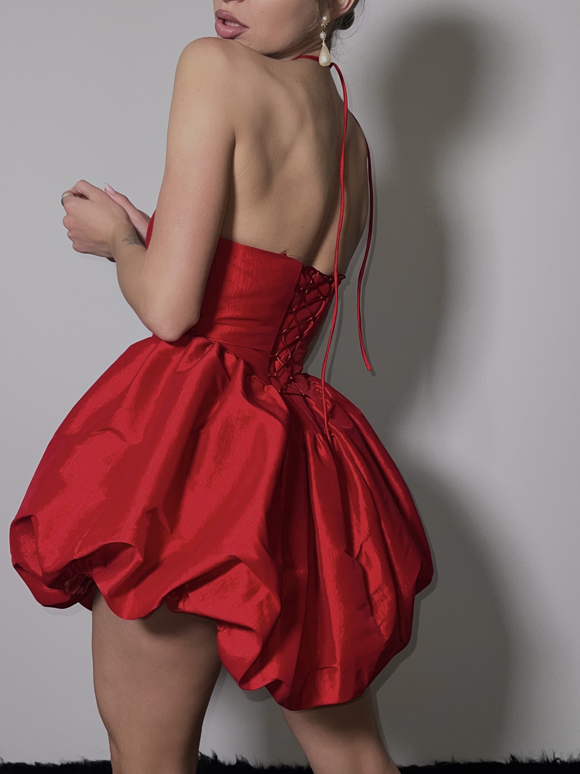2 in 1 RED BUBBLE DRESS - Image 4