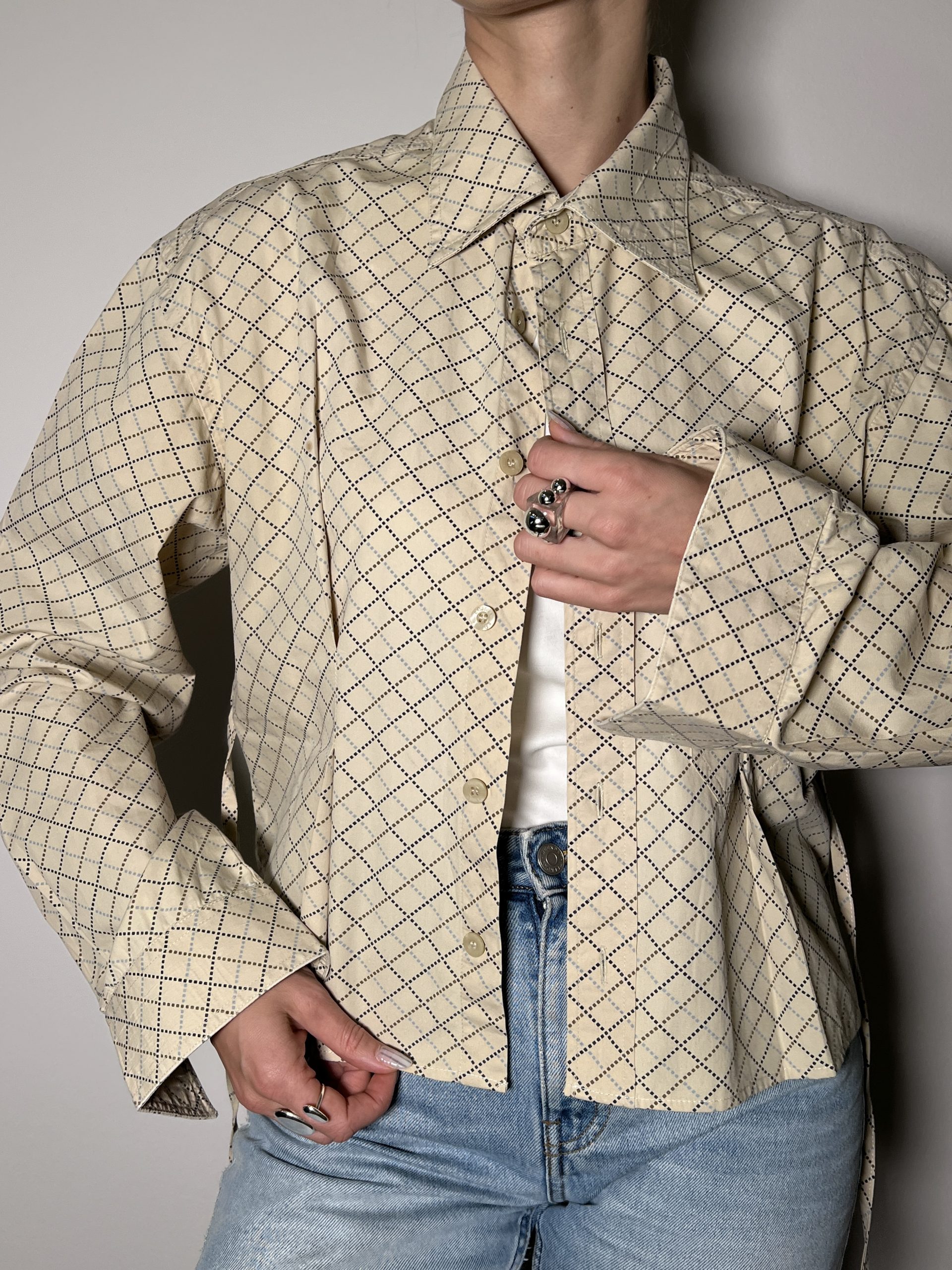 SHIRT + TIE Plaid Beige - Image 2