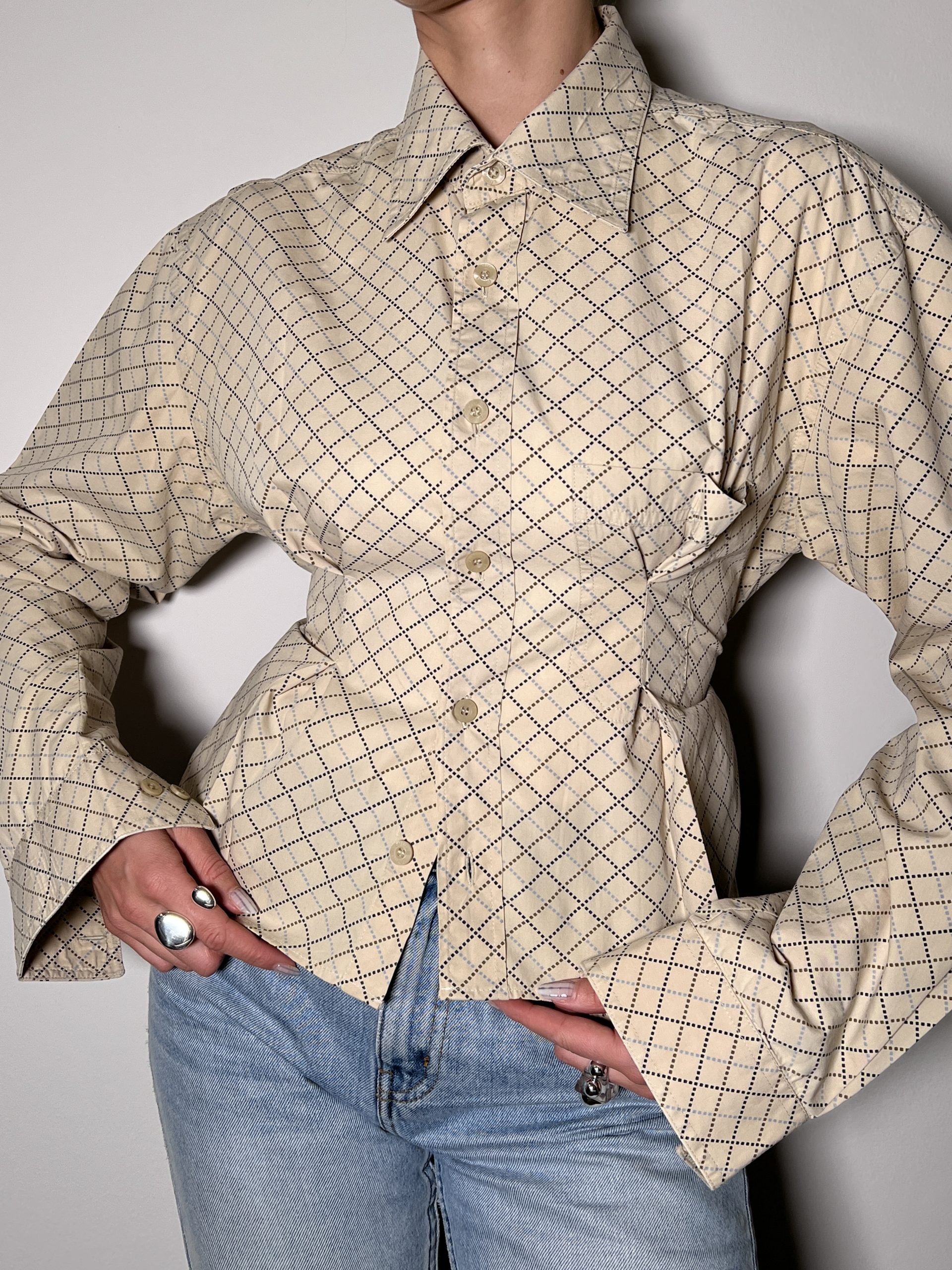 SHIRT + TIE Plaid Beige