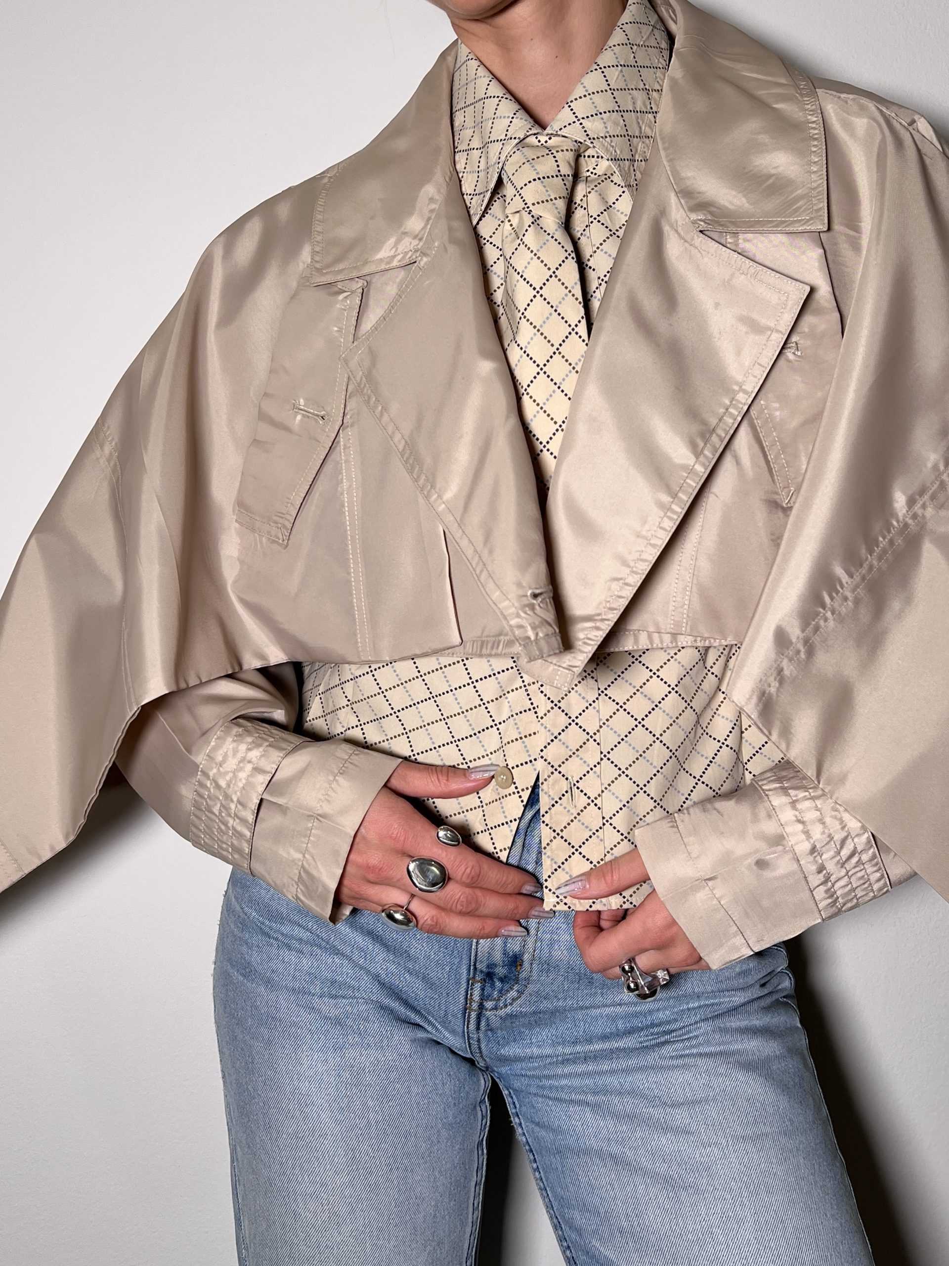 SHIRT + TIE Plaid Beige - Image 6