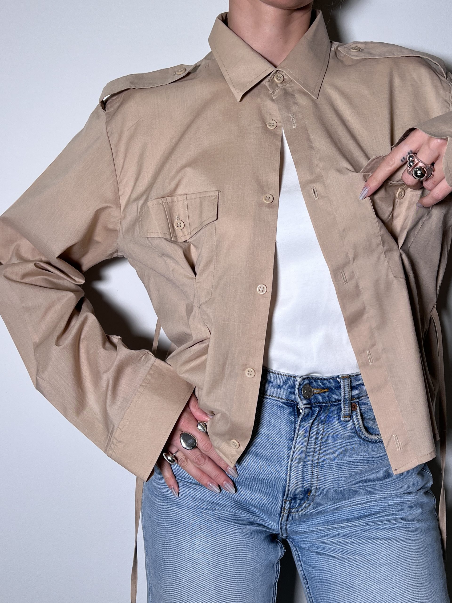 SHIRT + TIE Warm Beige - Image 7