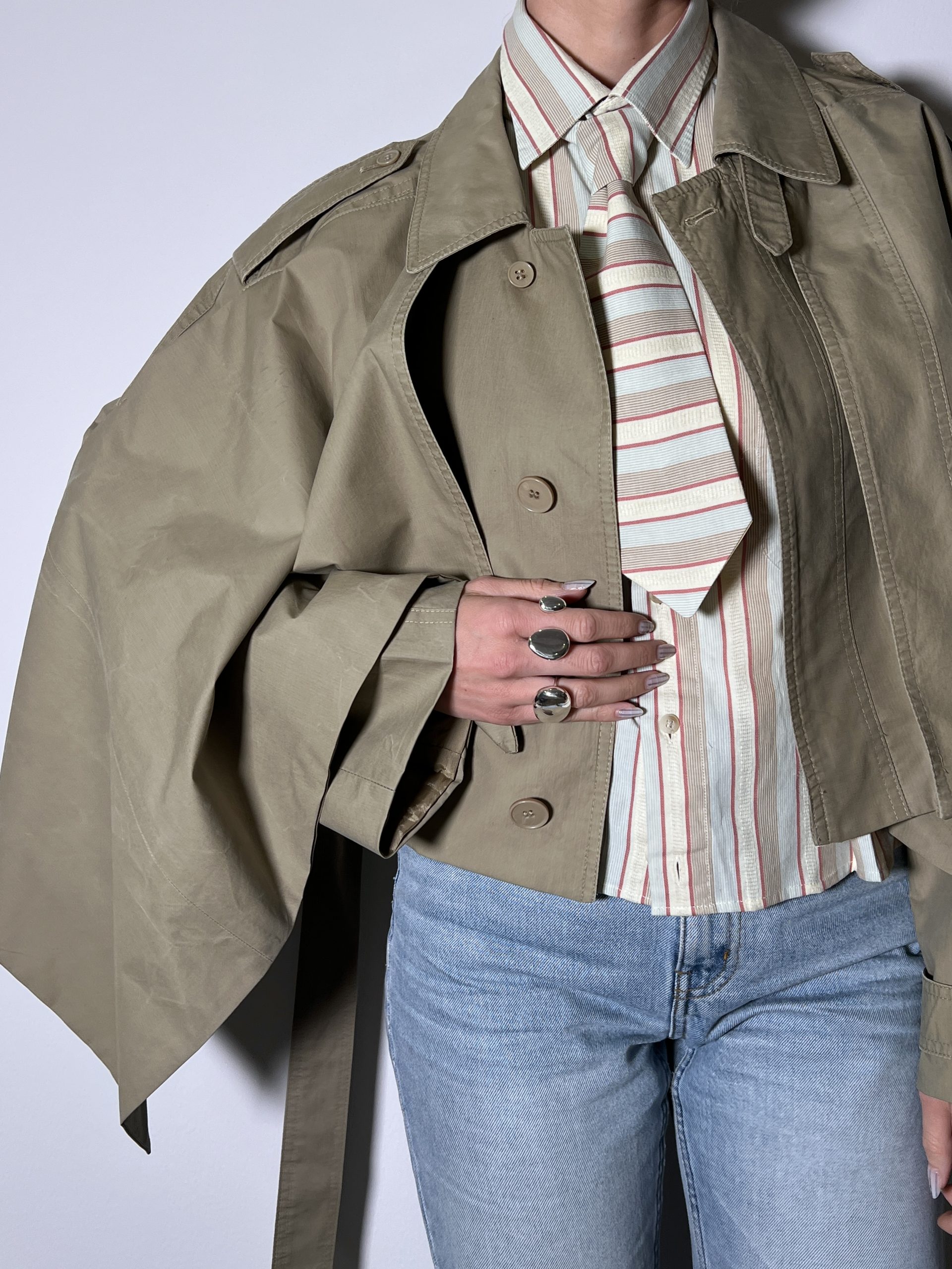 SHIRT + TIE Stripes Beige - Image 6