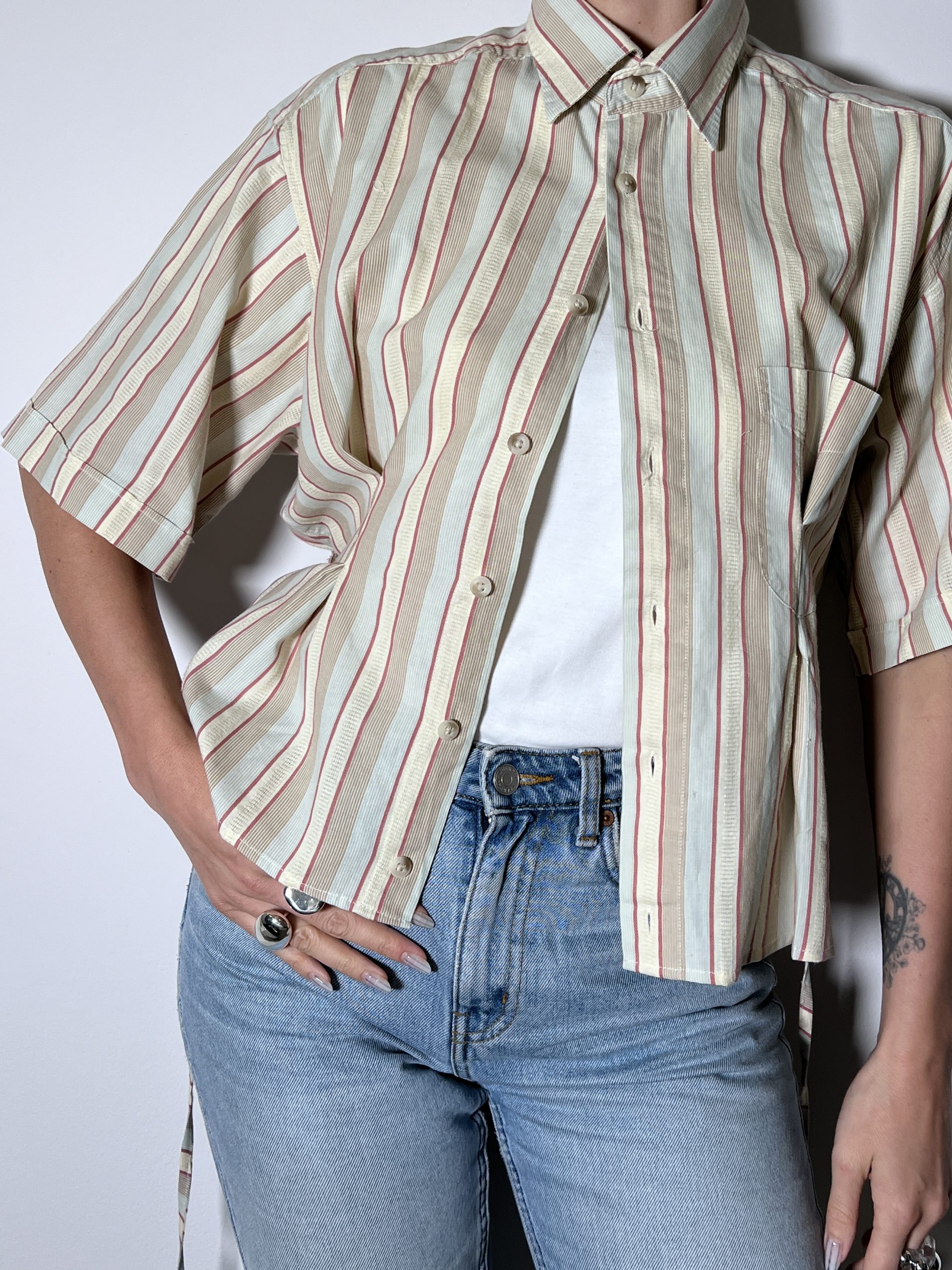 SHIRT + TIE Stripes Beige - Image 5