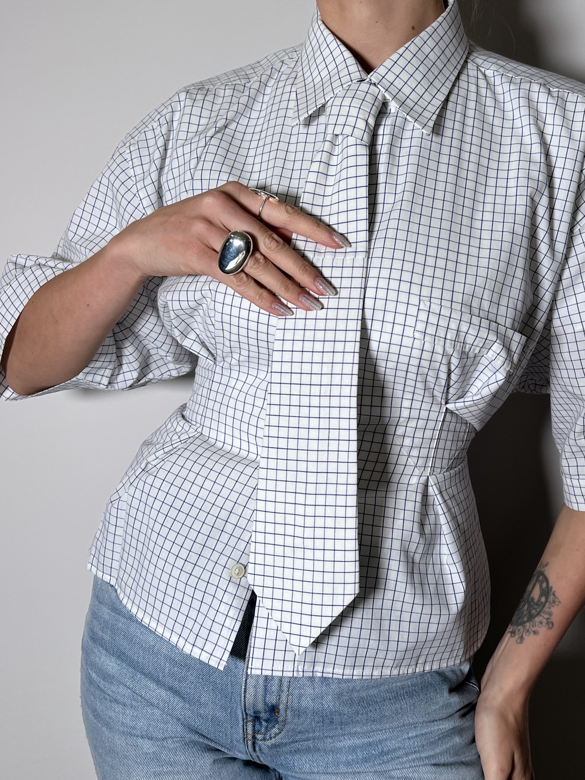 SHIRT + TIE Plaid Blue